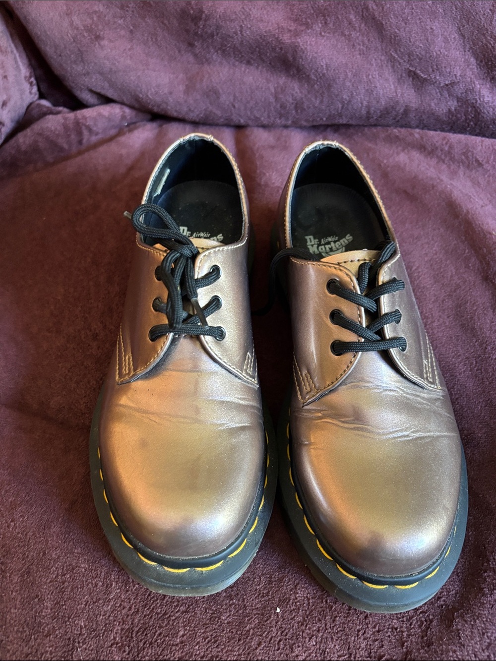 Dr. Martens  Metallic Bronze Lace-Up Oxfords